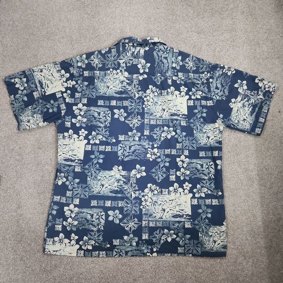 Pierre Cardin Floral Blue Vacation Button-Up Shirt - Picture 2 of 8